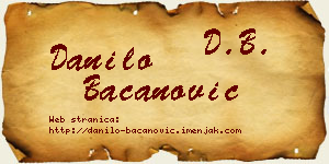 Danilo Bacanović vizit kartica